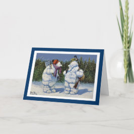 カワイイヴィンテージ雪だるまホリデークリストマス シーズンカード