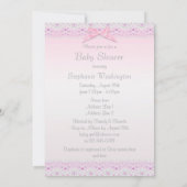 カワイイヴィンテージ・ベビーガール・フェイクシャワーレース、ボウズ 招待状 (裏面)