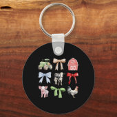 カワイイ動物牛豚チキンコケット農家 キーホルダー (正面)