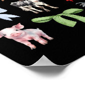 カワイイ動物牛豚チキンコケット農家 ポスター (角)