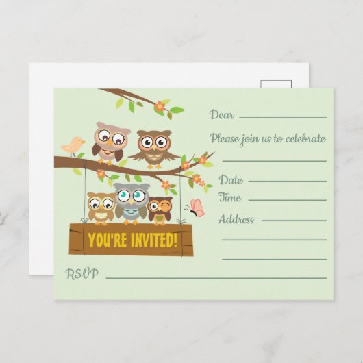 カワイイ多目的フィル招待状デザインはがき ポストカード (正面/裏面)