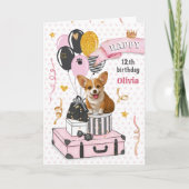カワイイ子犬コルギとバルーンハッピーバースデー シーズンカード (正面)