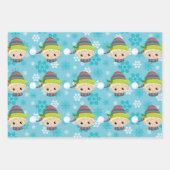 カワイイ小妖精や小人ボーイガール足のクリスマスパターンフェスティバル  ラッピングペーパーシート (正面3)