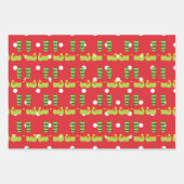 カワイイ小妖精や小人ボーイガール足のクリスマスパターンフェスティバル  ラッピングペーパーシート (正面2)