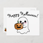 カワイイ幽霊とカボチャハッピーハローウィン ポストカード (正面/裏面)
