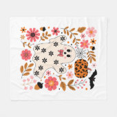 カワイイ幽霊カボチャフローラ 不気味 フリースブランケット (正面(横))