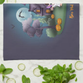 カワイイ幽霊パンプキ幽霊のよく出るンズハウスハロウィーン キッチンタオル (折り畳み)