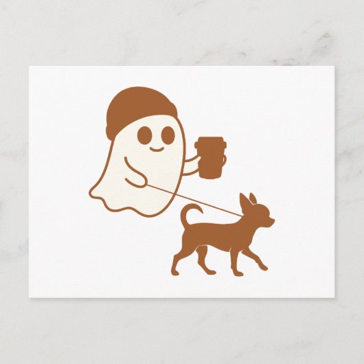 カワイイ幽霊歩くチワワ シーズンポストカード (正面)
