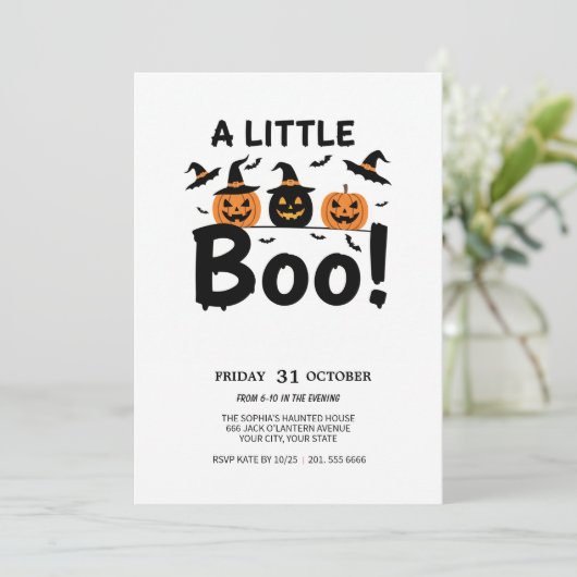 カワイイ幽霊&カボチャハローウィンパーティ招待状 招待状 (スタンド正面)
