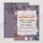 カワイイ幽霊&パンプキンハロウィーン 招待状 (正面/裏面)