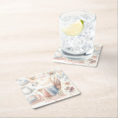 カワイイ来ズ近日発表招待状 スクエアペーパーコースター (インサイチュ)