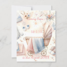 カワイイ来ズ近日発表招待状 ポストカード