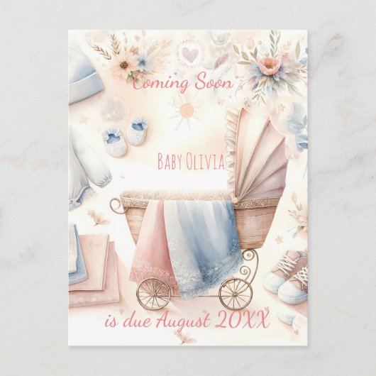 カワイイ来ズ近日発表招待状 ポストカード (正面)