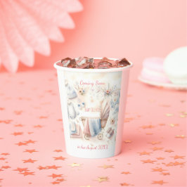 カワイイ来ズ近日発表招待状 紙コップ