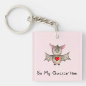 カワイイ検疫隔離バレンタインパンデミック水彩こうもり キーホルダー (正面)