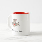 カワイイ検疫隔離バレンタインパンデミック水彩こうもり ツートーンマグカップ (正面左)