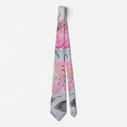 カワイイ水彩手花絵を描デザイン ネクタイ (正面)