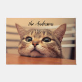 カワイイ猫が自分の写真を追加 ドアマット (正面)