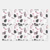 カワイイ猫ちゃんキッカラフルテよくはしゃぐンキャットホリデイ ラッピングペーパーシート (正面2)