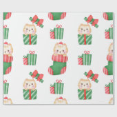 カワイイ猫のクリスマスストッキングとプレゼント ラッピングペーパー (フラット)