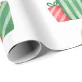 カワイイ猫のクリスマスストッキングとプレゼント ラッピングペーパー (ロールコーナー)