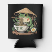 カワイイ猫のラーメンを食べるカエル 日本の麺類  缶クーラー (正面)