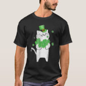 カワイイ猫好きシャムロックSt patricks dayミオウィアイリス Tシャツ (正面)