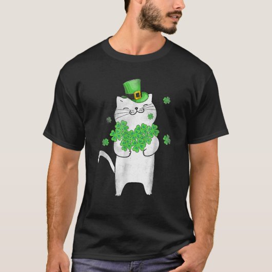 カワイイ猫好きシャムロックSt patricks dayミオウィアイリス Tシャツ (正面)