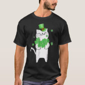 カワイイ猫好きシャムロックSt patricks dayミオウィアイリス Tシャツ (正面)