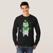 カワイイ猫好きシャムロックSt patricks dayミオウィアイリス Tシャツ (正面フル)
