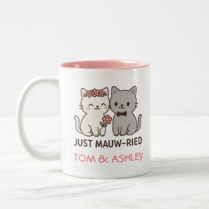 カワイイ猫結婚プレゼント ツートーンマグカップ