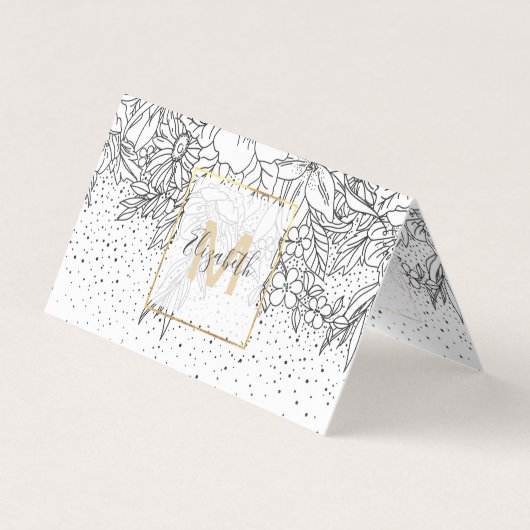 カワイイ白黒フローラドルと紙吹雪 名刺 (正面)