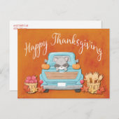 カワイイ秋ヴィンテージトラックハッピー感謝祭 ポストカード (正面/裏面)