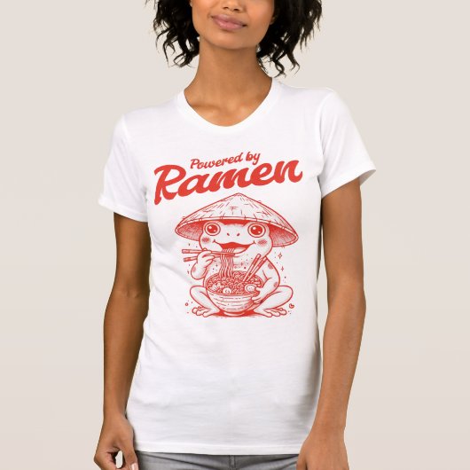 カワイイ蛙のラーメンTシャツ 食べ物パロディ Tシャツ (正面)
