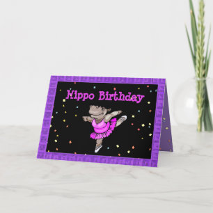 カワイイ誕生日カードとヒッポバレリーナ カード