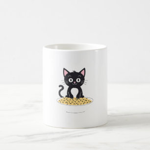 カワイイ遊ー黒猫と食べ物 コーヒーマグカップ
