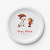 カワイイ雪だるまウィンターホリデーズパーティー ペーパープレート (正面)