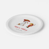 カワイイ雪だるまウィンターホリデーズパーティー ペーパープレート (アングル)