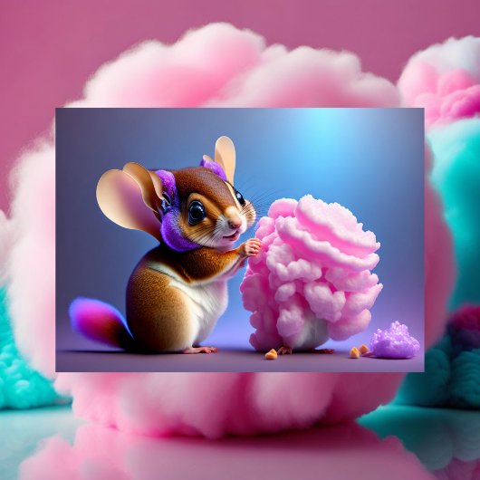 カワイイ飛んでいるトリス食べ物クの綿菓子 ポストカード