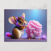 カワイイ飛んでいるトリス食べ物クの綿菓子 ポストカード (正面)