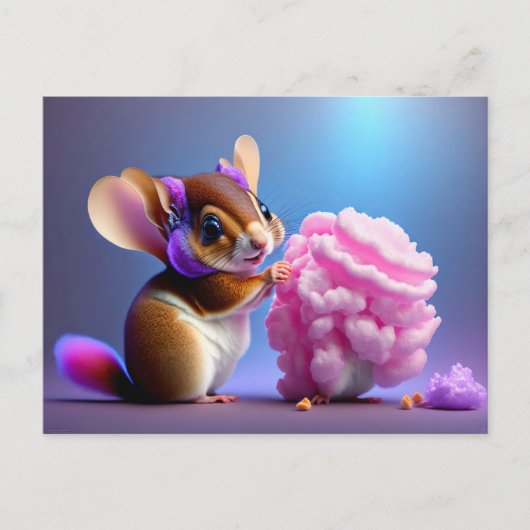 カワイイ飛んでいるトリス食べ物クの綿菓子 ポストカード (正面)