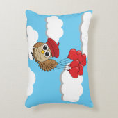 カワイイ飛んでいるフクロウハートバルーン アクセントクッション (正面(垂直))