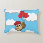 カワイイ飛んでいるフクロウハートバルーン アクセントクッション (裏面)