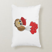 カワイイ飛んでいるフクロウハートバルーン アクセントクッション (正面(垂直))
