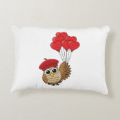 カワイイ飛んでいるフクロウハートバルーン アクセントクッション (裏面)