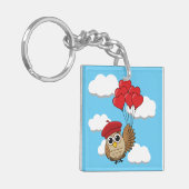 カワイイ飛んでいるフクロウハートバルーン キーホルダー (正面左)