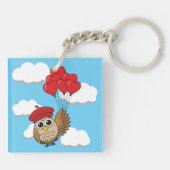 カワイイ飛んでいるフクロウハートバルーン キーホルダー (裏面)