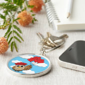 カワイイ飛んでいるフクロウハートバルーン キーホルダー (側面)