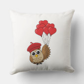 カワイイ飛んでいるフクロウハートバルーン クッション (裏面)