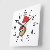 カワイイ飛んでいるフクロウハートバルーン スクエア壁時計 (傾斜)